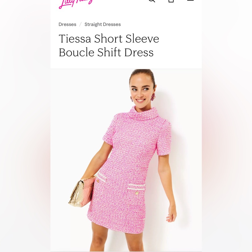 Tiessa Short Sleeve Boucle Shift Dress